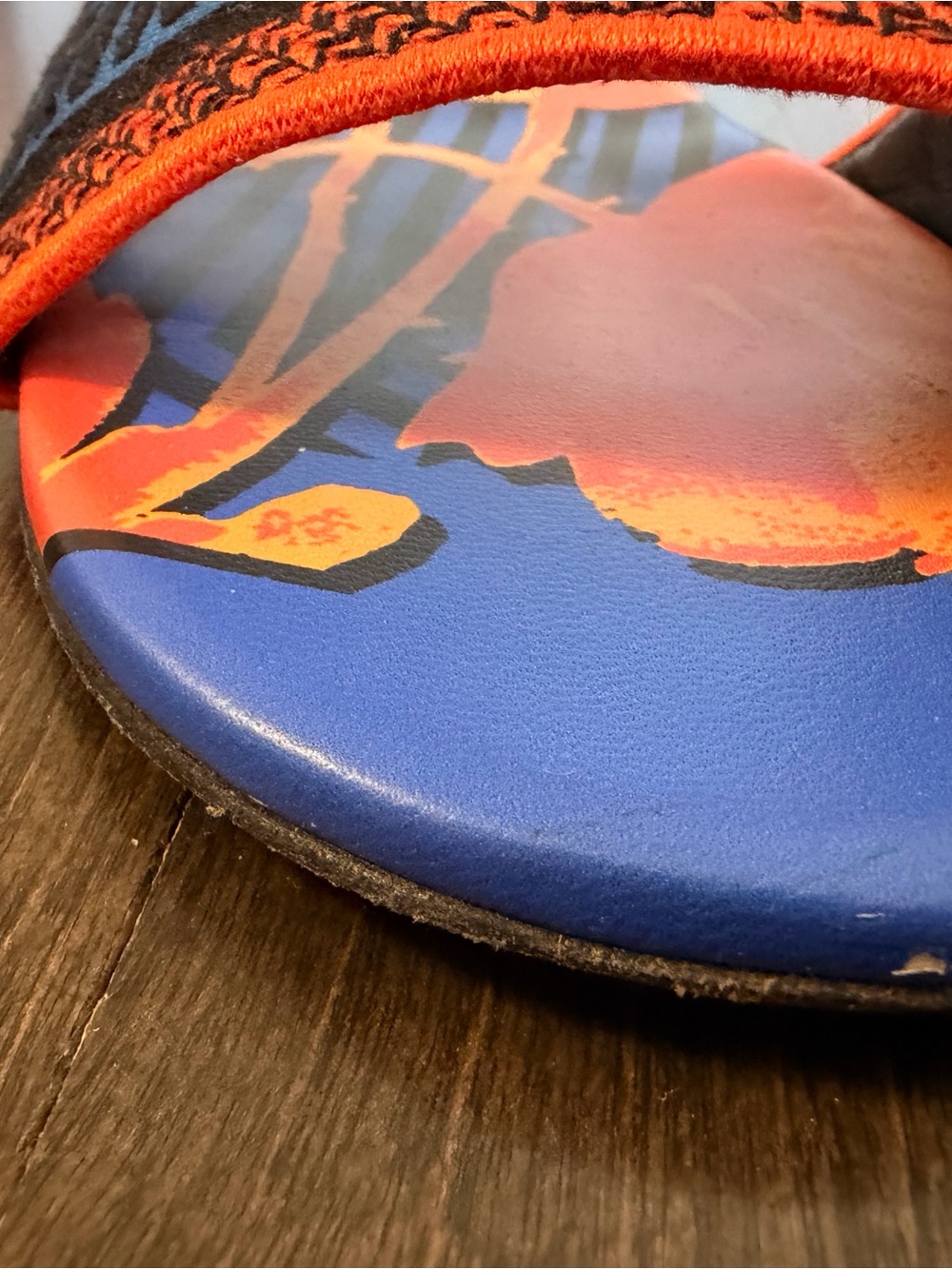 Dior Blue and Orange Logo Slide Sandals - Picture 3 of 7